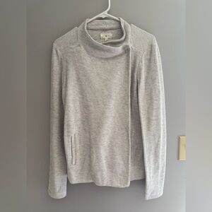 Lou & Grey Womens Ribbed Light Grey Cardigan SZ SM Button Closure Moto Modern